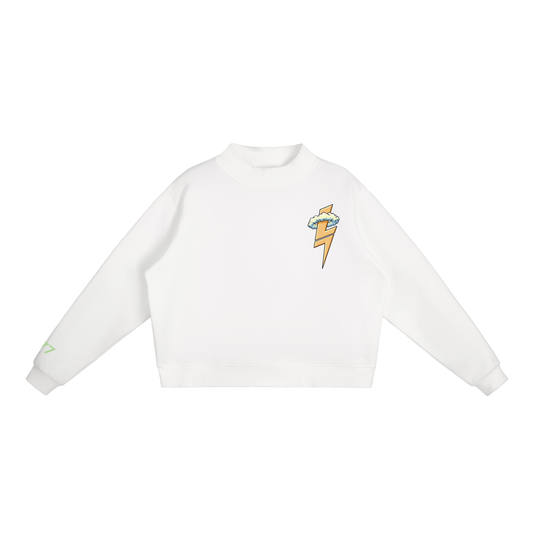 "DIVINE MUSE" MOCK-NECK CREW SWEATSHIRT (WHITE)