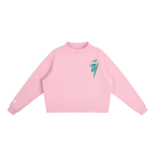 "DIVINE MUSE" MOCK-NECK CREW SWEATSHIRT (PINK)
