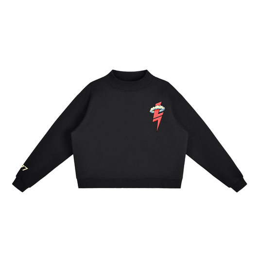"DIVINE MUSE" MOCK-NECK CREW SWEATSHIRT (BLACK)
